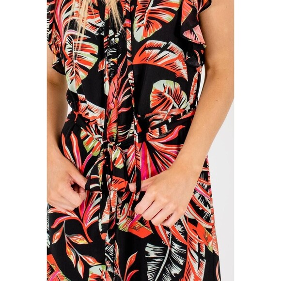 Red Floral Midi Dress L - Picture 5 of 7